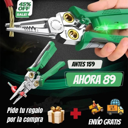 ✅ ALICATE CON TESTER ELÉCTRICO MULTIFUNCIONAL 8 EN 1