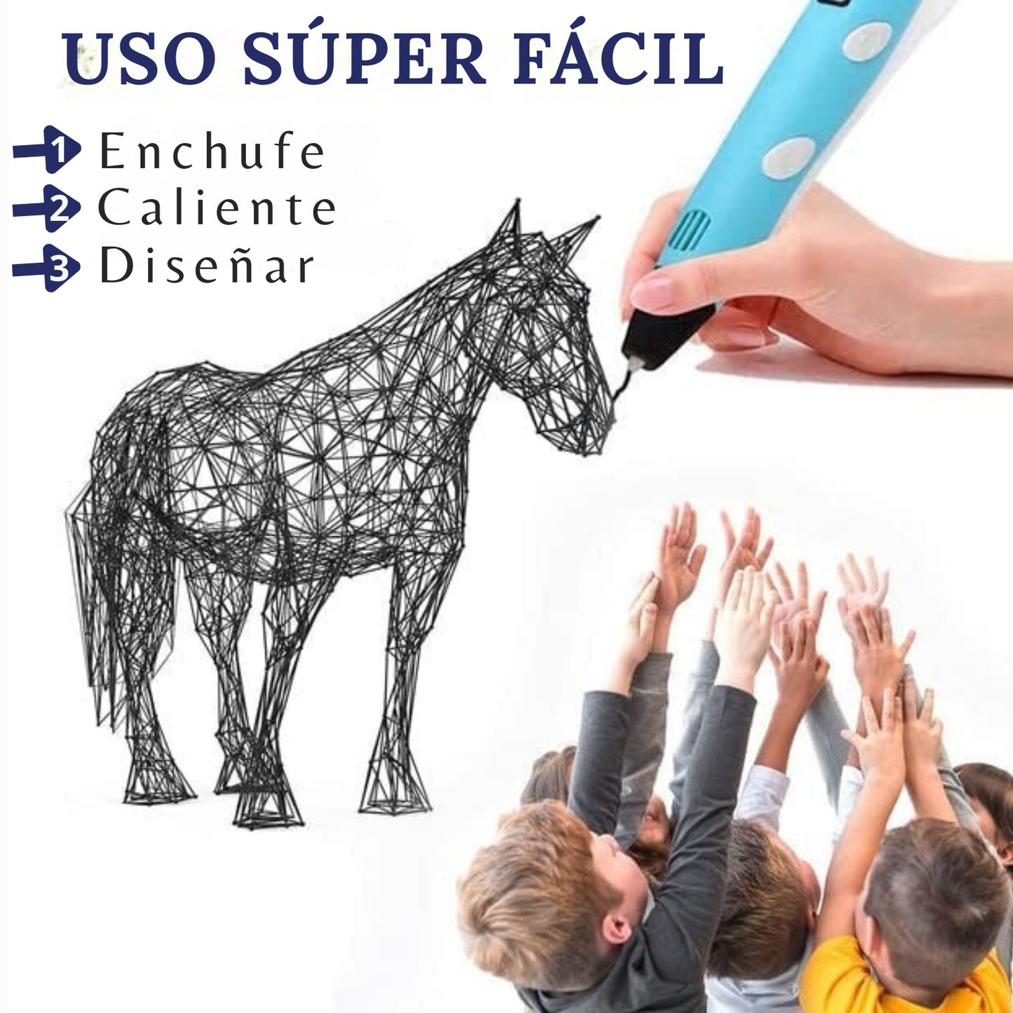 3D PRINT™ - Kit de Bolígrafo de Impresión 3D Creativas para Niños.